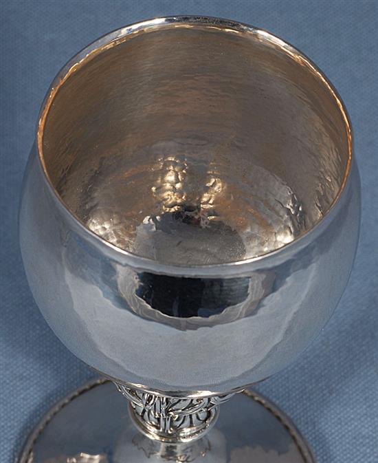 A good George V Arts & Crafts planished silver goblet, Height 5 ¾”/146mm Weight 5.7oz/162grms